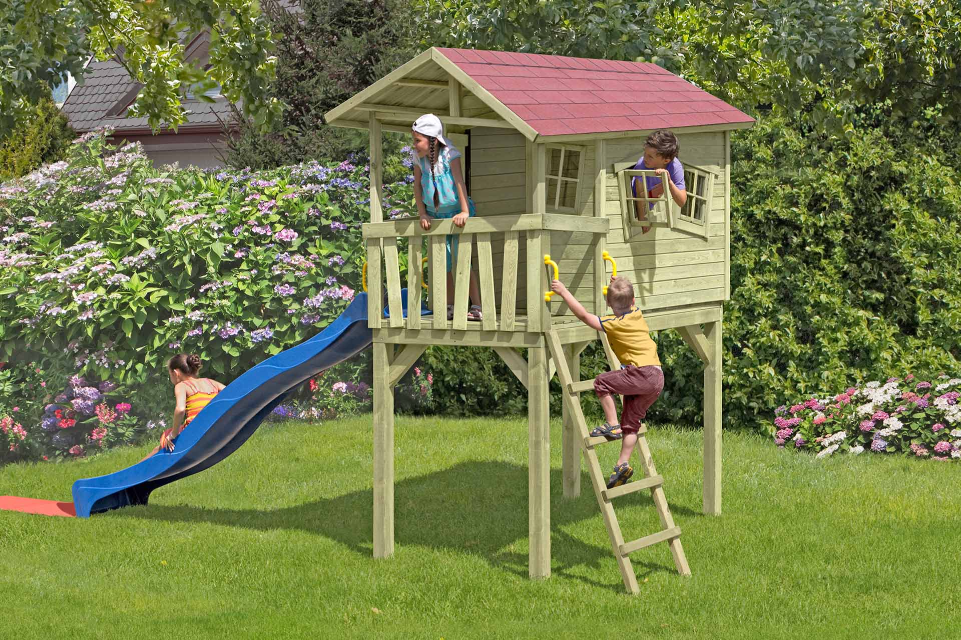 Kinderspielhaus CRAZY Benny als Stelzenhaus