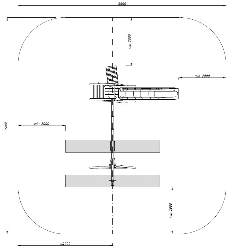 Kinderschaukel Brenda mit Schaukel und Kletterwand Vogelperspektive 