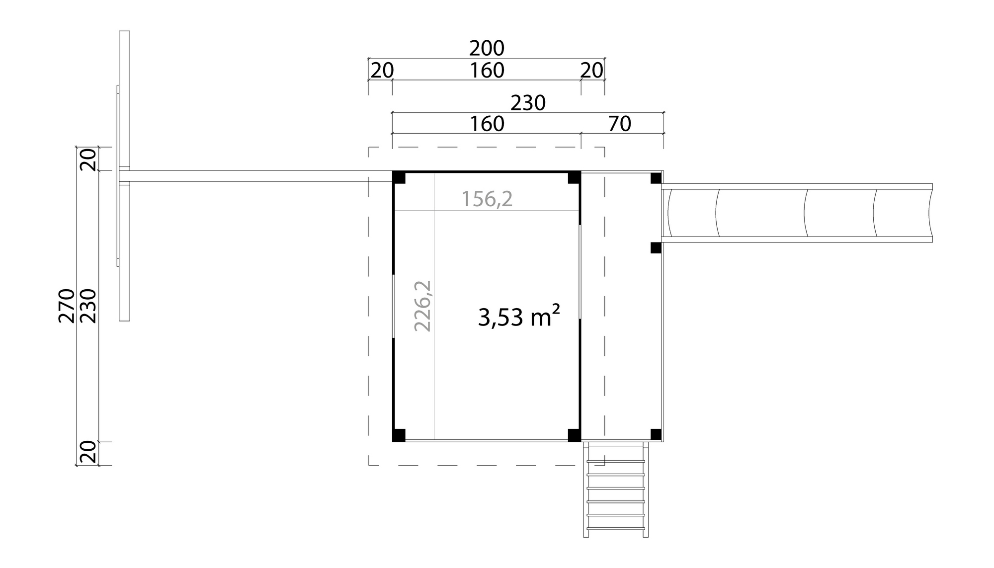 Grundriss Stelzenhaus Tivoli mit Doppelschaukel