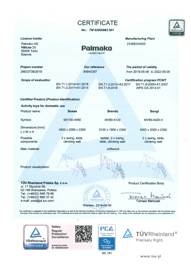 Kinderschaukel Brenda mit Schaukel und Kletterwand TÜV