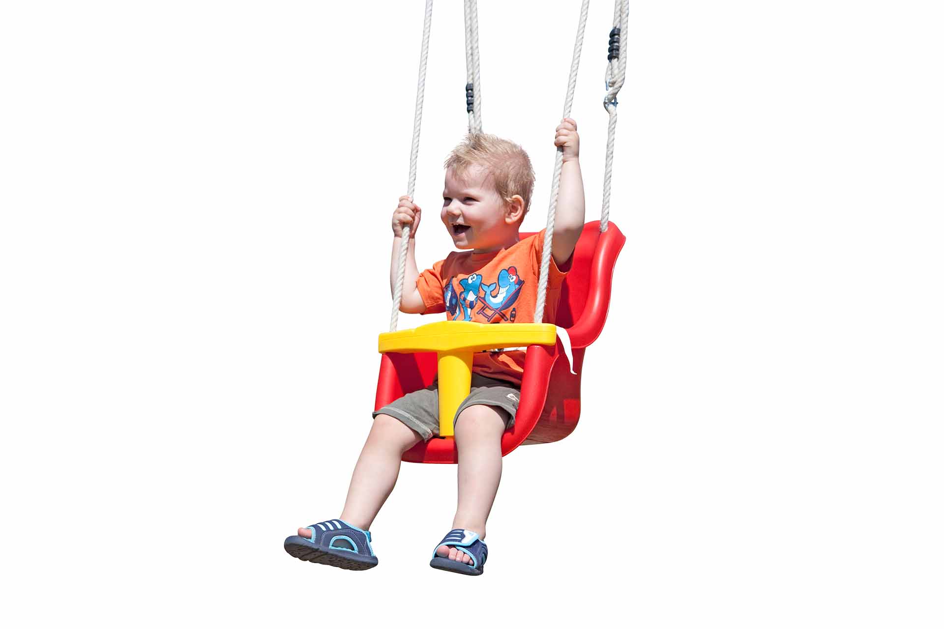 Babyschaukelsitz rot mit Sicherheitsgurt