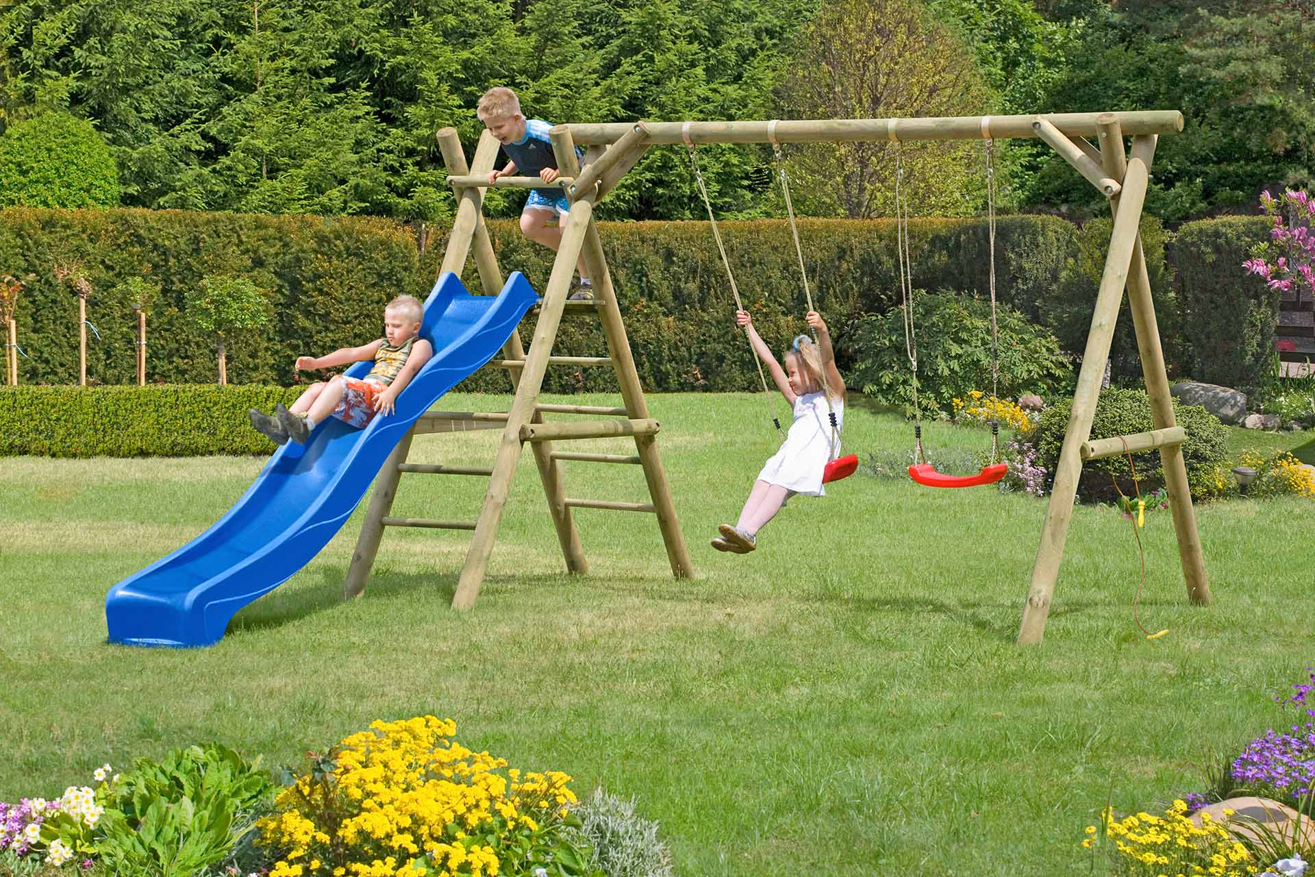Doppelschaukel Classic 4.2 mit Podest für Rutsche