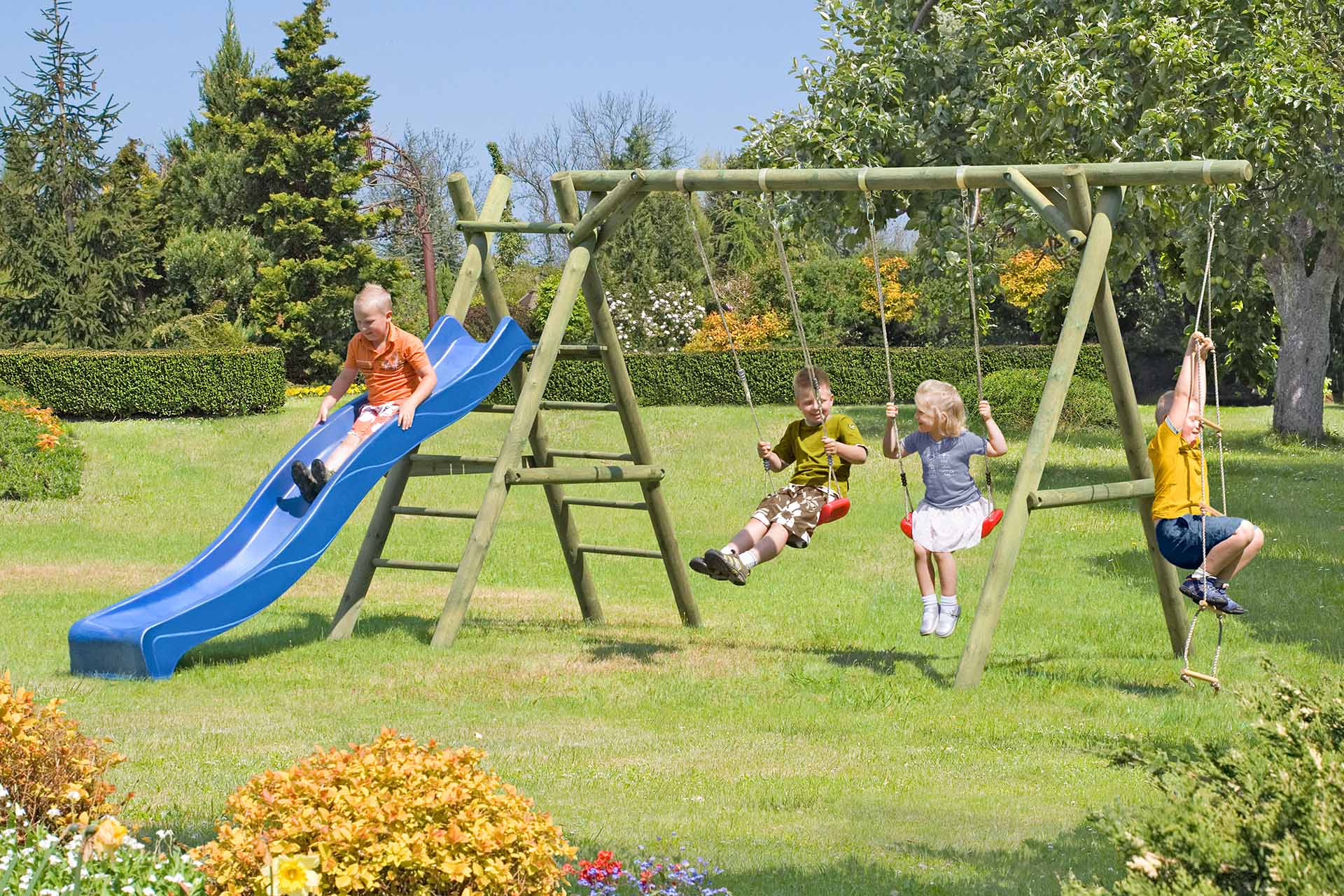 Doppelschaukel Classic 5.2 mit Podest für Rutsche