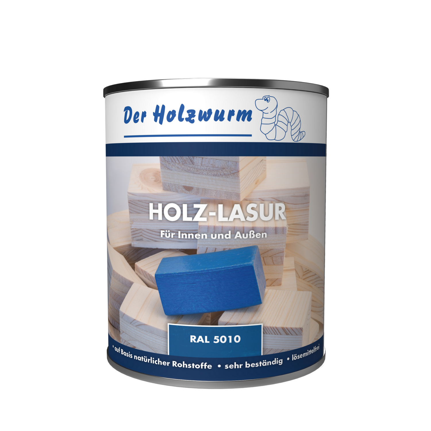 Holzwurm-Lasur BLAU für Innen und Außen - 5 Liter