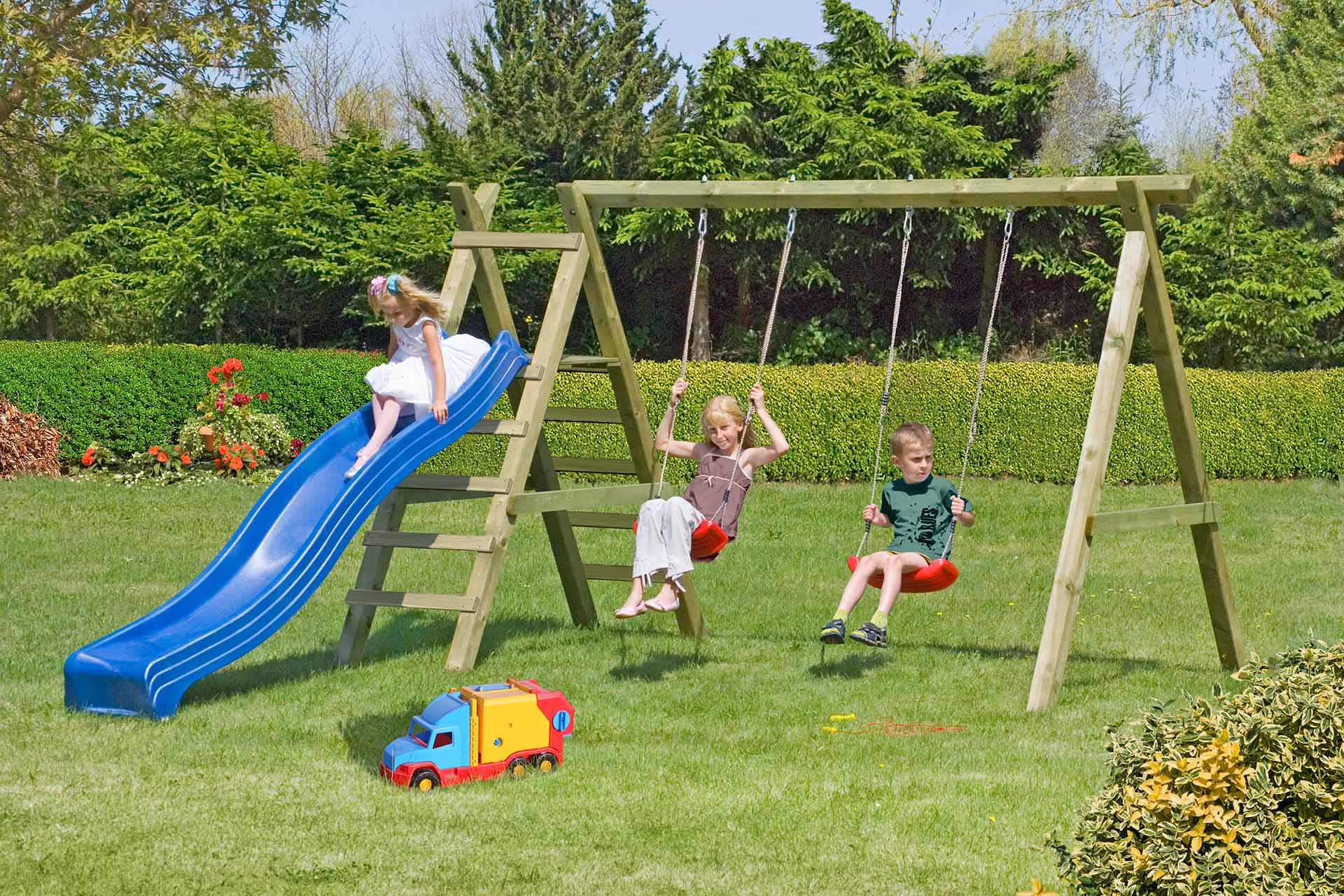 Doppelschaukel Premium 4.2 mit Podest für Rutsche